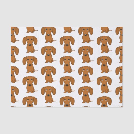 Cute Dachshunds Pattern | Red Wiener Dogs Tissuepapier (Voorkant)