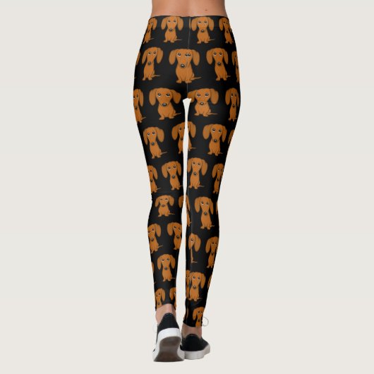 Cute Dachshunds Pattern | Vloeiende coating Wiener Leggings (Achterkant)