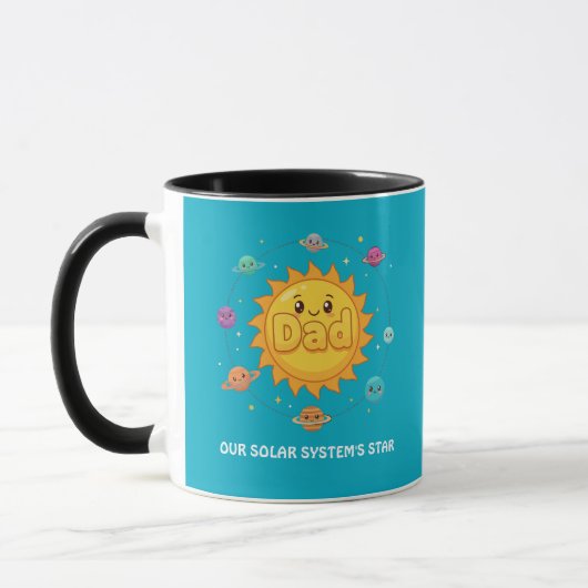 Cute Dad Solar System Star Space Cartoon Mok (Links)