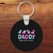 Cute Daddy Saurus Dad Dinosaur Birthday Boy Girl F Sleutelhanger (Voorkant)