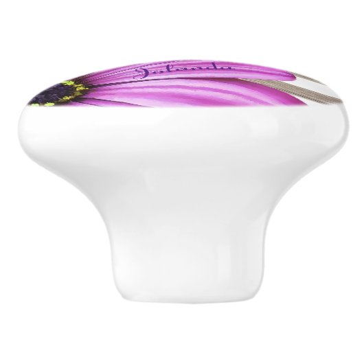 Cute Daisies Wood White Stripes Voeg naam toe Keramische Knop (Zijkant)