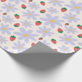 Cute Daisy and Strawberry Pattern Cadeaupapier (Hoek)