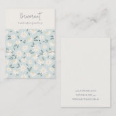 Cute Daisy Flora Aqua Blue Script Earning Ketting Visitekaartje (Voorkant / Achterkant)