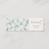 Cute Daisy Floral Aqua Blue Script Earding Holder Mini Visitekaartje (Voorkant)