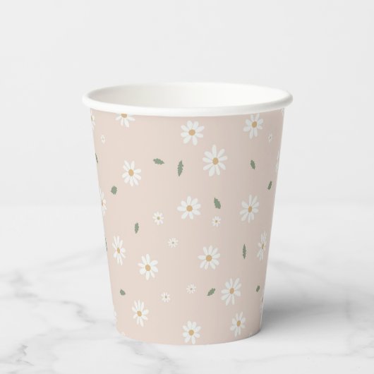 Cute Daisy Floral Blossoms & Greenery Papieren Bekers (Achterkant)