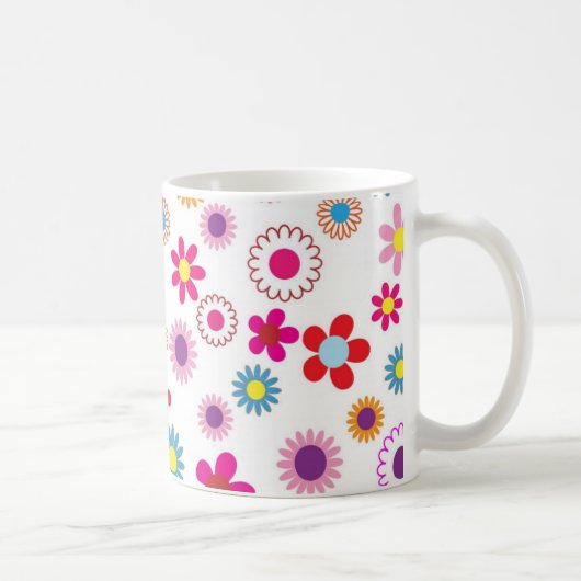 Cute Daisy Flower Pattern Koffiemok (Rechts)