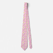 Cute Daisy Flower Pattern On A Pink Stropdas (Voorkant)