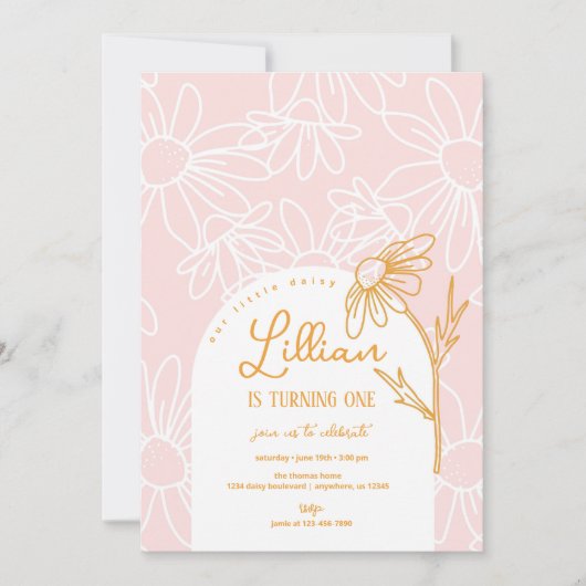 Cute Daisy Invitation de fête d'anniversaire (Devant)