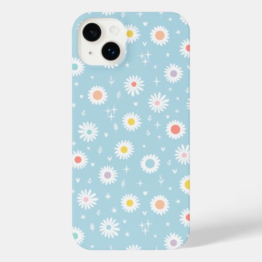 Cute Daisy Pattern– Pastel Blue Floral Aesthetic (Verso)