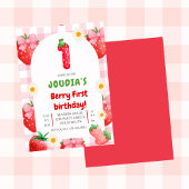 Cute Daisy Strawberries, Berry First Birthday Kaart