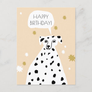Cute Dalmatian Dog Abstract Happy Birthday Roze Briefkaart