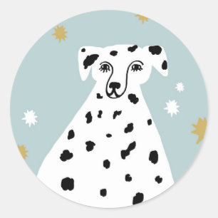 Cute Dalmatian Dog Abstracte Illustratie Art Ronde Sticker