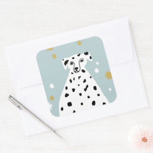 Cute Dalmatian Dog Abstracte Illustratie Art Vierkante Sticker