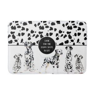 Cute Dalmatians Black & White Happy Spots Badmat