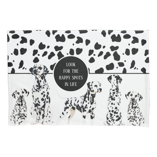 Cute Dalmatians Black & White Happy Spots Kussensloop (Voorkant)