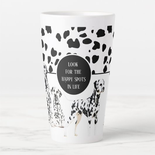 Cute Dalmatians Black & White Happy Spots Latte Mok (Voorkant)