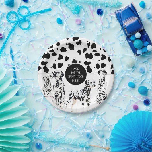 Cute Dalmatians Black & White Happy Spots Papieren Bordje (Feest)