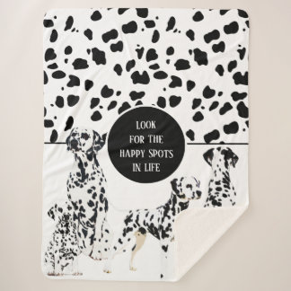 Cute Dalmatians Black & White Happy Spots Sherpa Deken