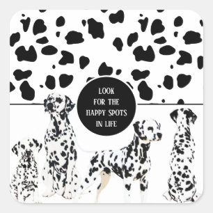 Cute Dalmatians Black & White Happy Spots Vierkante Sticker
