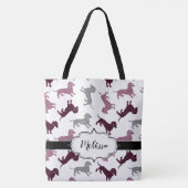 Cute Damask Dachshunds Custom Name Draagtas (Voorkant)