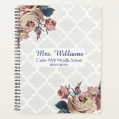 Cute Damask Floral Personnalisé enseignant planifi (Devant)