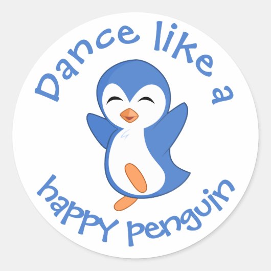 Cute Dance als een Happy Penguin Ronde Sticker (Voorkant)