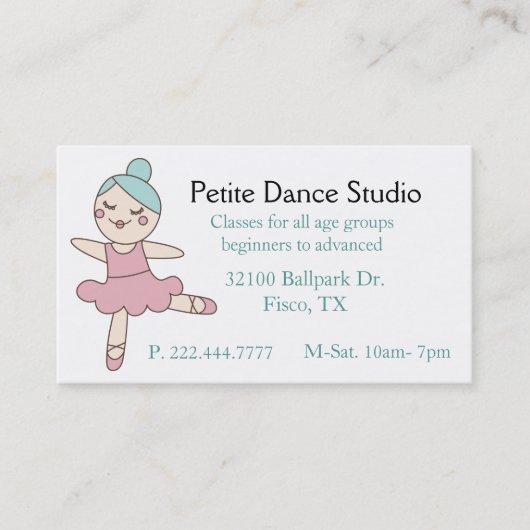 Cute Dance Studio Custom Contactkaartje (Voorkant)