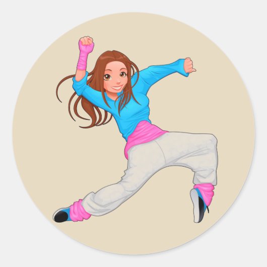 Cute dancer hip hop girl ronde sticker (Voorkant)