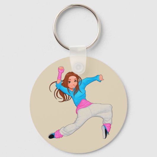 Cute dancer hip hop girl sleutelhanger (Voorkant)