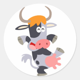 Cute Dancing Cartoon Cow Sticker
