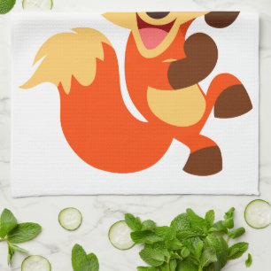 Cute Dancing Cartoon Fox Kitchen Towel Theedoek