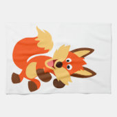 Cute Dancing Cartoon Fox Kitchen Towel Theedoek (Horizontaal)