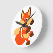 Cute Dancing Cartoon Fox Wall Clock Ronde Klok (Hoek)