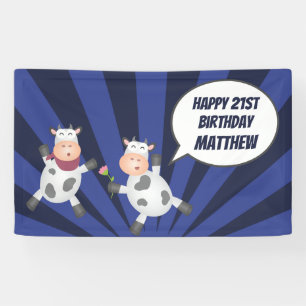 Cute Dancing Cartoon Koe Couple Funny Birthday Spandoek