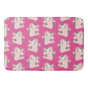 Cute Dancing Cartoon Pig Herhaalt Pattern Bath Mat