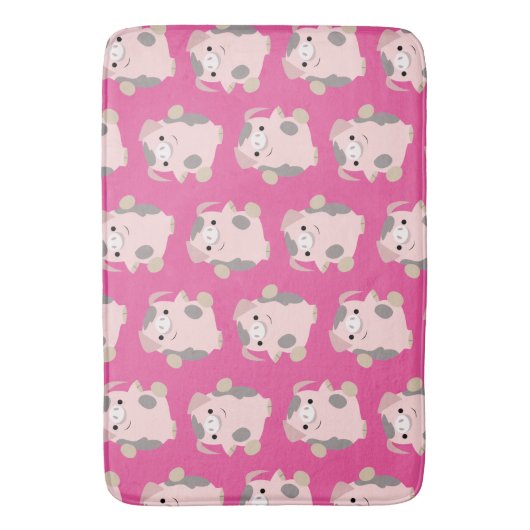 Cute Dancing Cartoon Pig Herhaalt Pattern Bath Mat (Voorkant Verticaal)