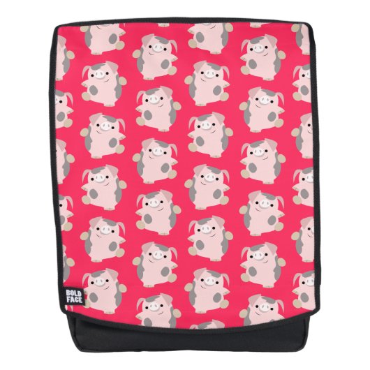 Cute Dancing Cartoon Pig Pattern Rugtassen (Voorkant)