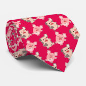 Cute Dancing Cartoon Pigs Stropdas (Opgerold)