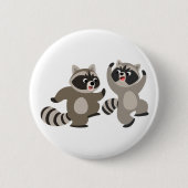 Cute Dancing Cartoon Raccoons Ronde Button 5,7 Cm (Voorkant)