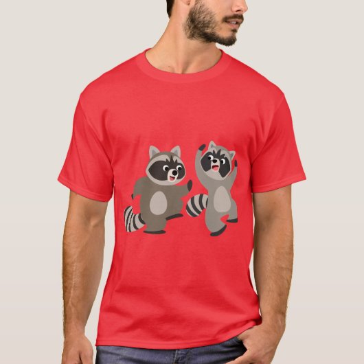 Cute Dancing Cartoon Raccoons T-shirt (Voorkant)