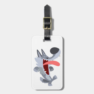 Cute Dancing Cartoon Wolf Bagagelabel