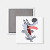 Cute Dancing Cartoon Wolf Magnet Magneet (Voorkant / Achterkant)