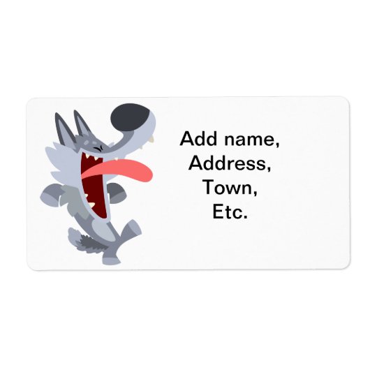 Cute Dancing Cartoon Wolf Shipping Label (Voorkant)