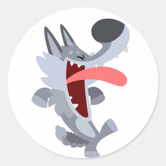 Cute Dancing Cartoon Wolf Sticker (Voorkant)