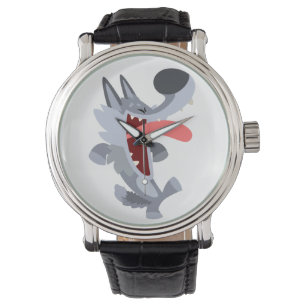 Cute Dancing Cartoon Wolf Watch Horloge