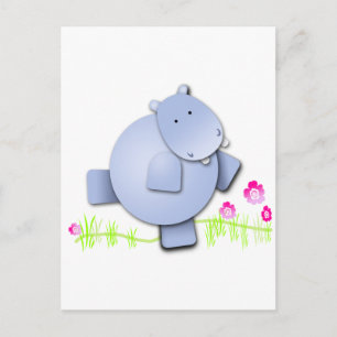 Cute Dancing Hippo Briefkaart