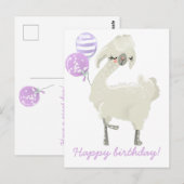 Cute Dancing Lama met Ballonnen - Kinderverjaardag Briefkaart (Voorkant / Achterkant)