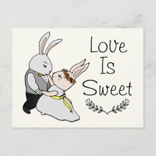 Cute Dancing Love Bunnies   Liefde is het zoete hu Briefkaart