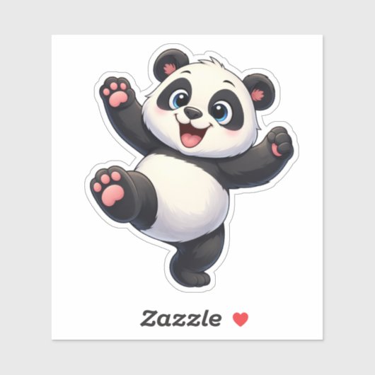 Cute Dancing Panda Custom-Cut Vinyl Sticker (Feuille)