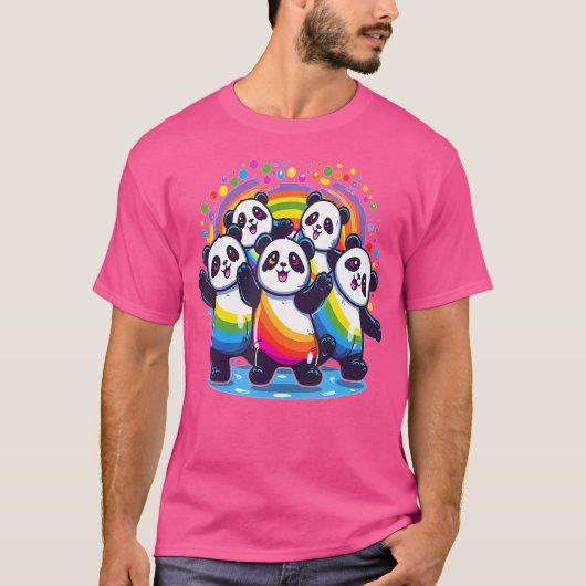Cute Dancing Rainbow Pandas Edm Festival T-shirt (Voorkant)